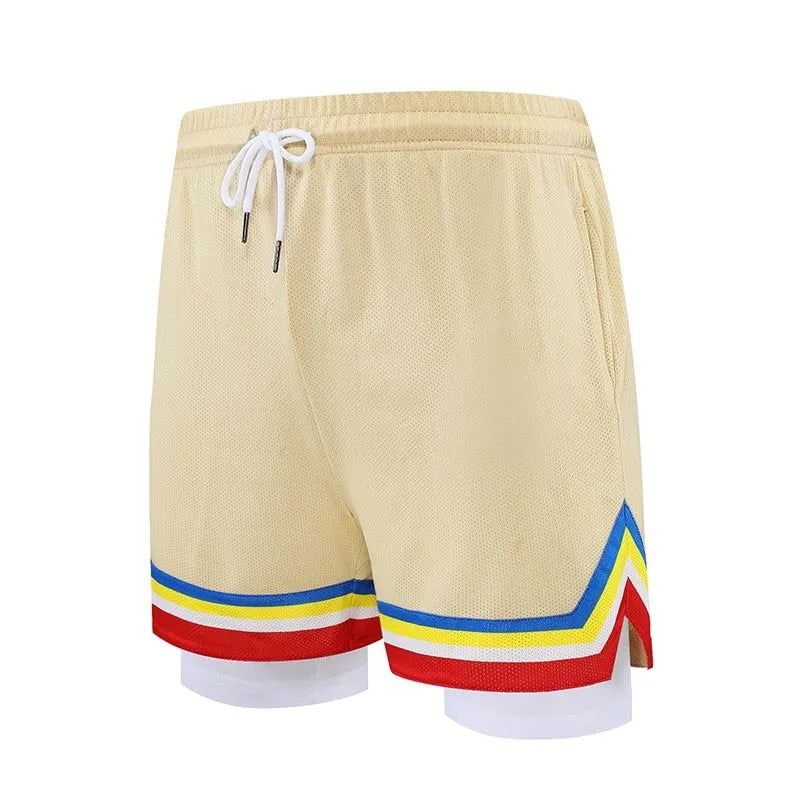 Men Basketball Shorts Sport Soccer Running Fitness Shorts Yellow