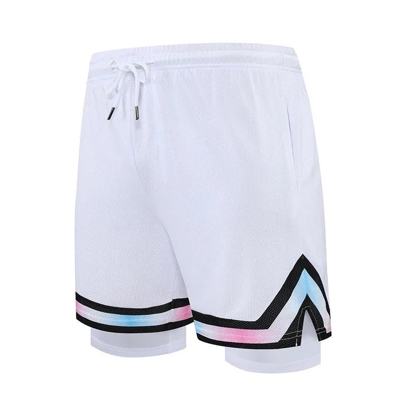 Men Basketball Shorts Sport Soccer Running Fitness Shorts White