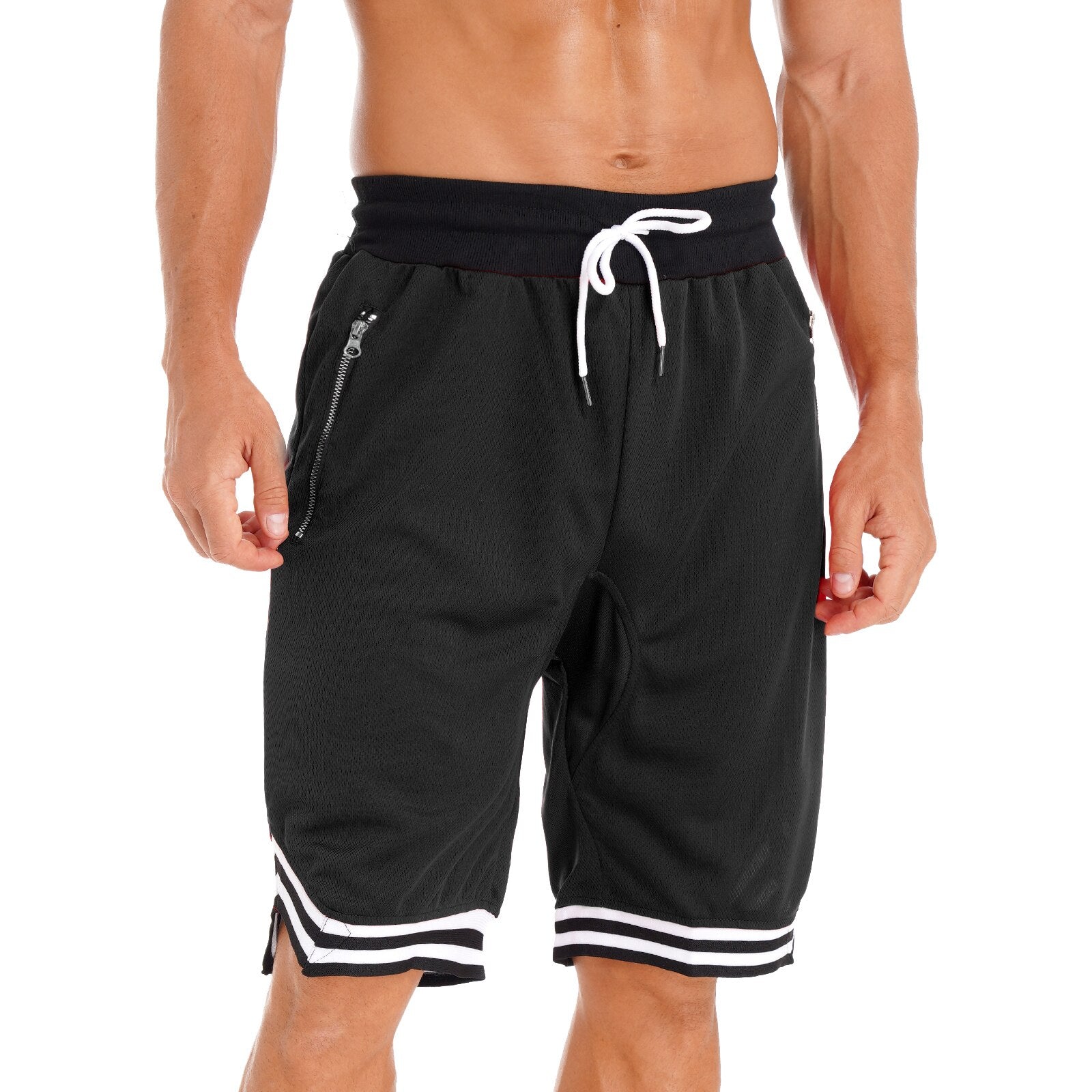 Basketball Shorts Breathable Casual Loose Shorts Drawstring Men Black Short