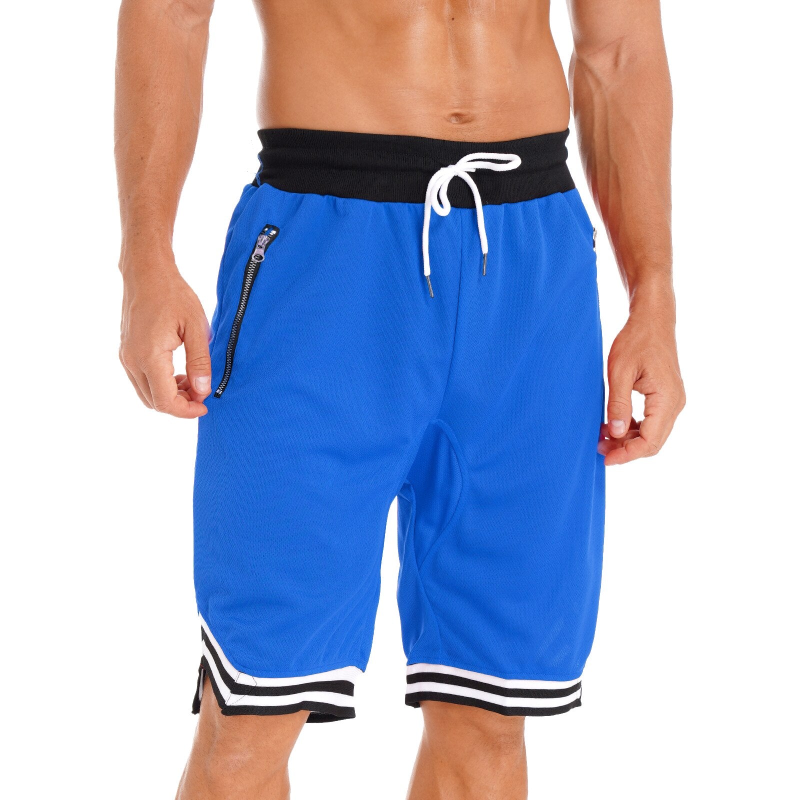 Basketball Shorts Breathable Casual Loose Shorts Drawstring Men Blue Short
