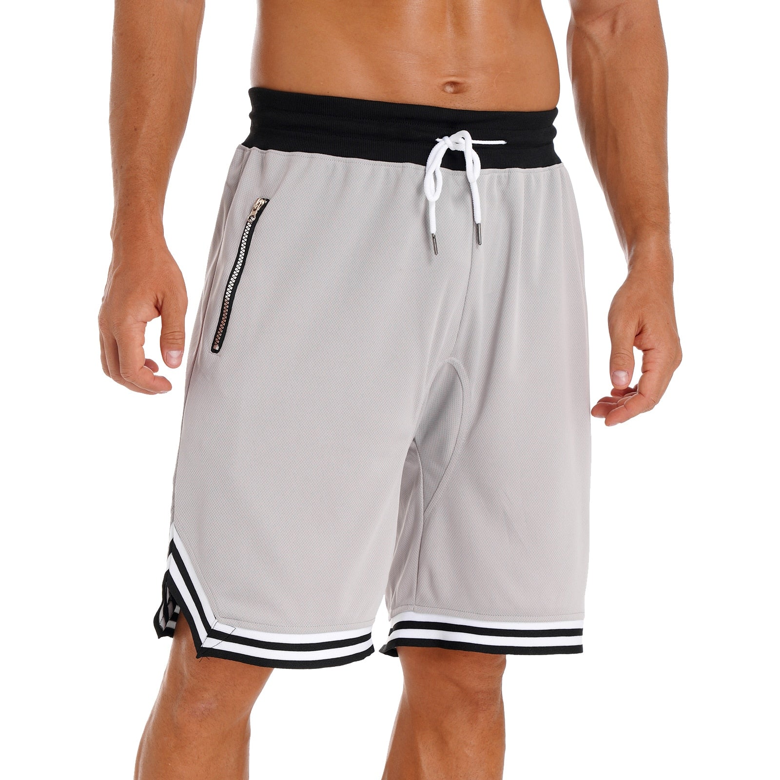 Basketball Shorts Breathable Casual Loose Shorts Drawstring Men Grey Short